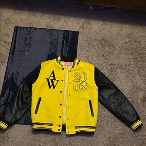 Bold Yellow and Black Letterman Jacket